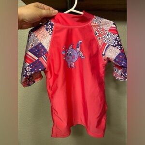 UV Skinz Floral Stripe Kissy Guppy Fish UFP 50+ Swim Top, size 6